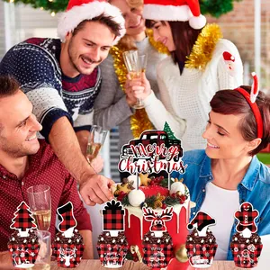 Decoración navideña para cupcakes con diseño de camión rojo y motivos de Feliz Navidad