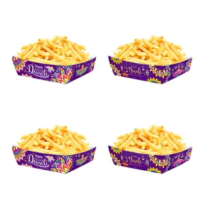 Happy Diwali Party Snack Trays Purple Mandala Paper Food Treat Boxes Disposable Serving Trays For Indian Celebration