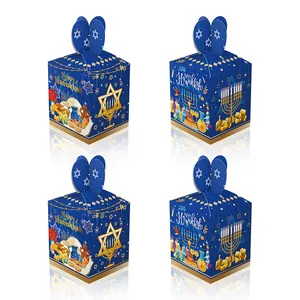 Scatole per Dolcetti di Hanukkah Scatola Regalo Happy Hanukkah Con Motivo a Menorah e Stella di David Scatole di Carta per Caramelle
