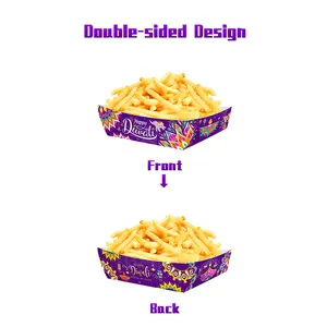 Double-sided Diwali snack trays with purple mandala pattern and Happy Diwali greeting