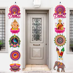 Bannières suspendues colorées Happy Diwali avec Ganesha pour décoration de porte festive