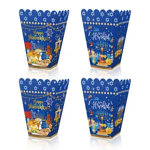 Happy Hanukkah Popcorn Containers Papieren Traktatie Snoep Snack Houders Voor Joodse Festival Vakantie Feest Tafeldecoratie Benodigdheden