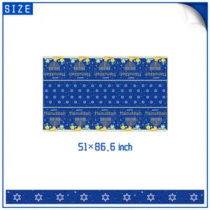 Hanukkah disposable tablecloth set with menorah and stars, 51 x 86.6 inch size guide