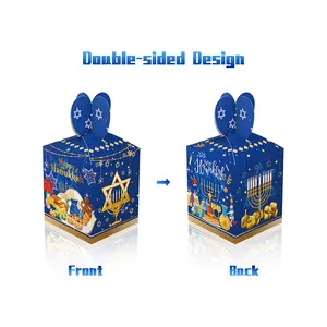 Scatole regalo Hanukkah con design bifacciale, motivi Menorah e Stella di David