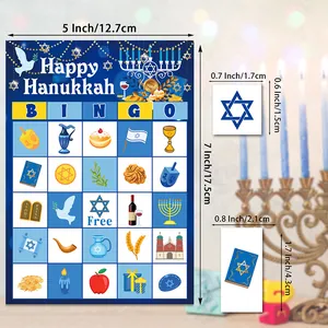 Set gioco bingo Hanukkah con stella di David e motivi Menorah per forniture per feste