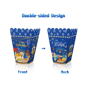 Hanukkah wegwerp papieren popcorn dozen met goudkleurige Happy Hanukkah print