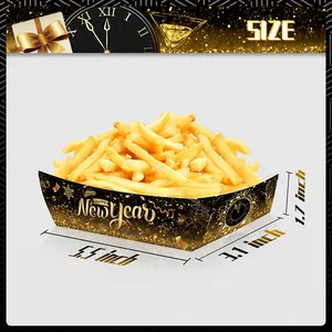Black and gold Happy New Year snack tray set for party food serving with festive clock design