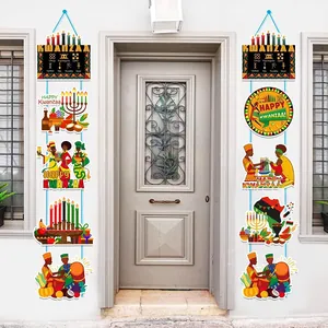 Festive Kwanzaa door banner set with Kinara and traditional patterns for party decor