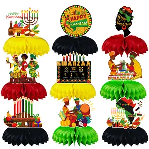 9-teiliges Kwanzaa-Tischdeko-Set mit Wabenboden in traditionellen Farben