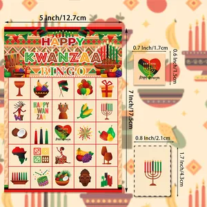 Happy Kwanzaa Bingo spelset met kleurrijke cultuurkaarten en feestbenodigdheden voor viering