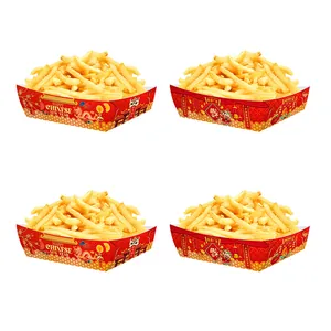 Chinese New Year Red Paper Snack Tray With Dragon Patterns Festive Party Treat Boxes Serving Containers For Snacks And Candy