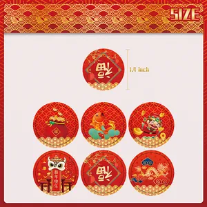 Chinese Nieuwjaarsstickers set met Fu-karakter en draakmotieven, formaat van 1,4 inch