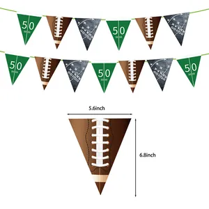 American football themed pennant banner for party decor with field and ball patterns