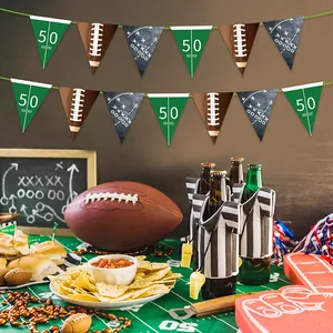 Rugby football game day party bunting banner and beer bottle covers decoration set