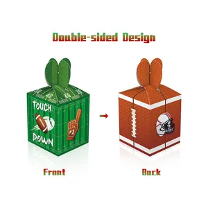Boîte cadeau rugby américain double face avec poignée en cœur pour fêtes sportives