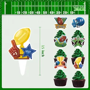 Super Bowl theme football cupcake toppers set for sports party cake decorations
