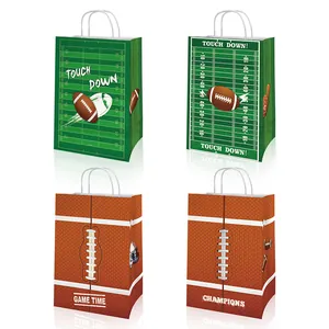 American Football Kraft Paper Gift Bags Super Bowl Party Favors Handle Bags For Sports Theme Party Decorations