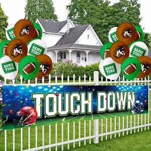 Super Bowl Football Party Decoration Set Touch Down Banner Latex Balloons For Game Day Sports Theme Celebration
