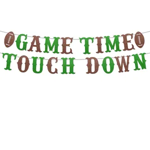 Bannière Pailletée Football Américain Thème Super Bowl Game Time Touch Down Guirlande Pour Décoration De Fête Sportive Maison