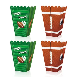 American Football Popcorn Boxes Paper Snack Candy Treat Box For Super Bowl Party Sports Game Day Birthday Decorations