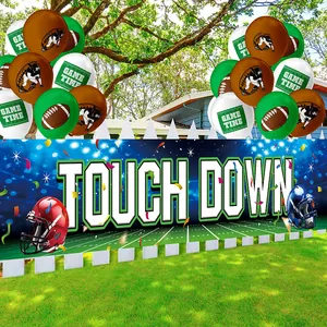 Super Bowl football party decorations kit with Touch Down banner and themed balloons