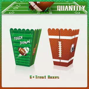 Set of 6 American football themed snack boxes featuring field and touchdown designs