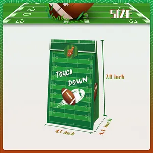 American football themed kraft gift bags with field design for party supplies