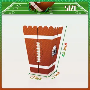 American football themed party popcorn snack boxes with size dimensions 4.9x2.3x1.7 inches