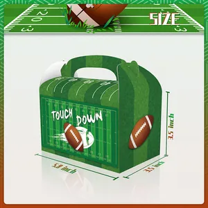 Grüne Football Snack Box mit Touch Down Aufdruck und Griff für amerikanische Sportpartys