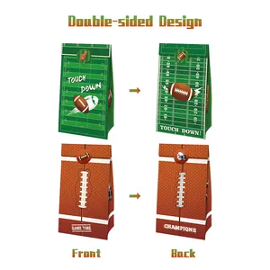 Double-sided American football party gift bags with stadium and ball texture designs