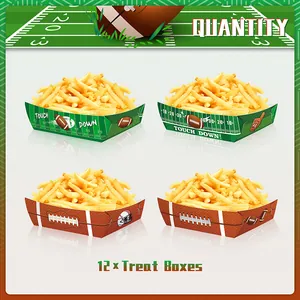 Set of 12 American football themed snack trays with grass and ball texture designs