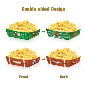 Double-sided American football snack trays with grass field and leather texture designs