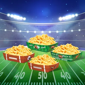 Rugby theme party snack trays set with football pitch and Touch Down prints