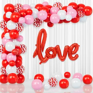 Valentine's Day LOVE Letter Aluminum Film Pink Red White Latex Balloon Chain For Romantic Wedding Anniversary Party Decoration