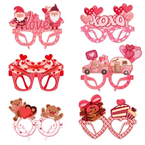 Valentinstag Party Brillen Papier Herz Gnom Bär Muster Dekorative Brillen Für Romantische Feiertag Fotorequisiten