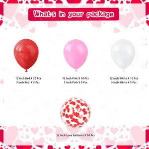 Valentine's Day balloon arch kit with pink white and red balloons for party decoration