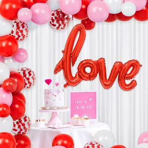 Valentine’s Day decoration kit with red LOVE foil balloon and pink latex balloon arch