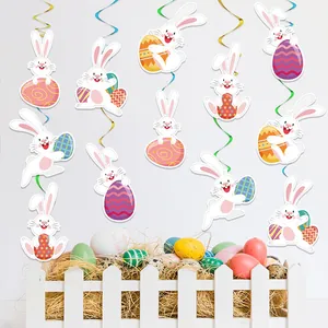 Decorazioni a Spirale Appese a Forma di Coniglio e Uovo di Pasqua Ornamenti da Soffitto per Festa di Vacanza Casa Scuola