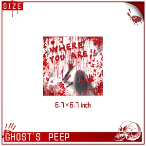 Halloween blood splatter napkins with handprint and Ghost's Peep text 6.7x6.7 inch