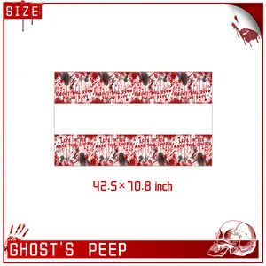 Halloween blood splatter disposable tablecloth with Saw movie quote 42.5x70.8 inch