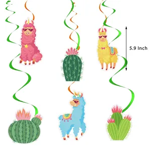Kit de décorations suspendues en spirale thème lama et cactus pour fêtes d'enfants