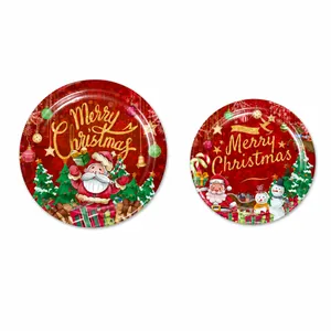 Größentabelle für Weihnachts-Einwegpappteller mit Maßen in 9 Zoll und 7 Zoll Format