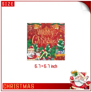 Kerst papieren bord met Kerstman en boomontwerp, Merry Christmas 17 cm formaat