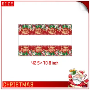 Rechthoekig kersttafelkleed met kerstman en bomen, afmeting 42,5x70,8 inch