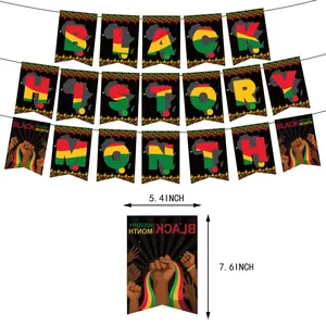 Striscione Black History Month con bandiere rosso giallo verde nero per decorazioni festa
