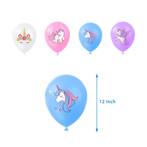 Unicorn theme party latex balloons in 12 inch size for festive birthday decorations
