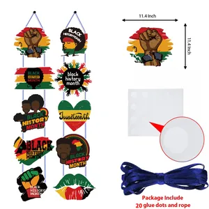 Black History Month party door banners set with 10 paper cutouts and hanging accessories