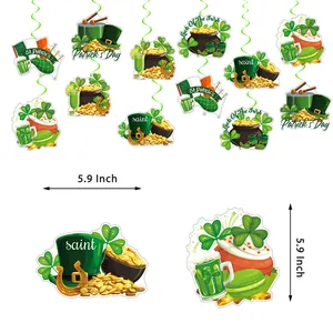 St. Patrick's Day Spiral-Deko mit Kleeblatt und Goldmünzen, 15 cm Hänge-Dekoration
