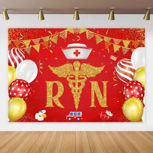 Nurse Day Graduation Party Decorations Backdrop Thank You Nurses Congrats Nurse Banner Porch Sign Door Cover Hanging Decorations Polyester Fabric Medical Theme Party Supplies