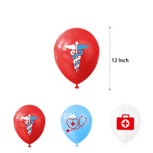12-inch ballonnen voor verpleegstersdag met medische symbolen en patronen
